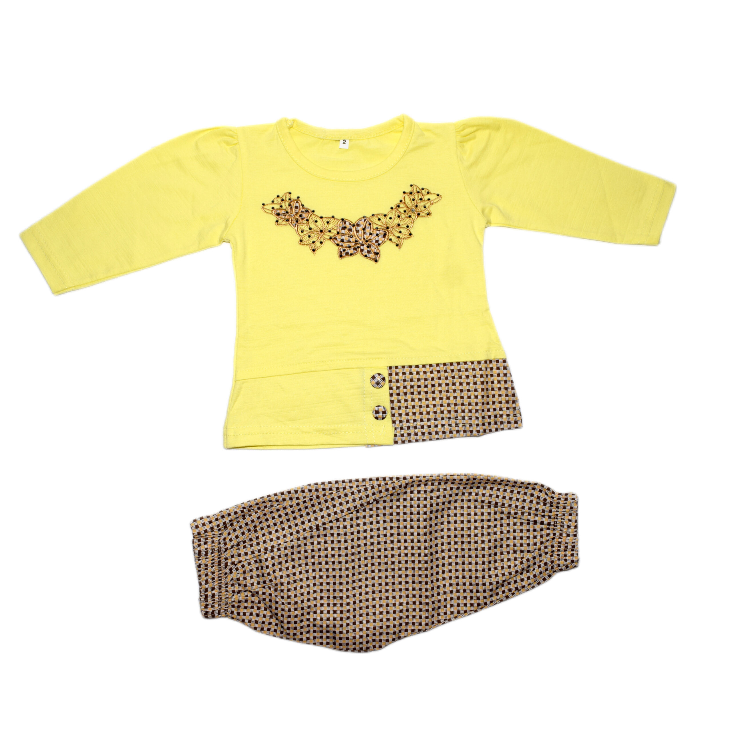 NBG011 Embroided Yellow Top With Trouser - Image 1